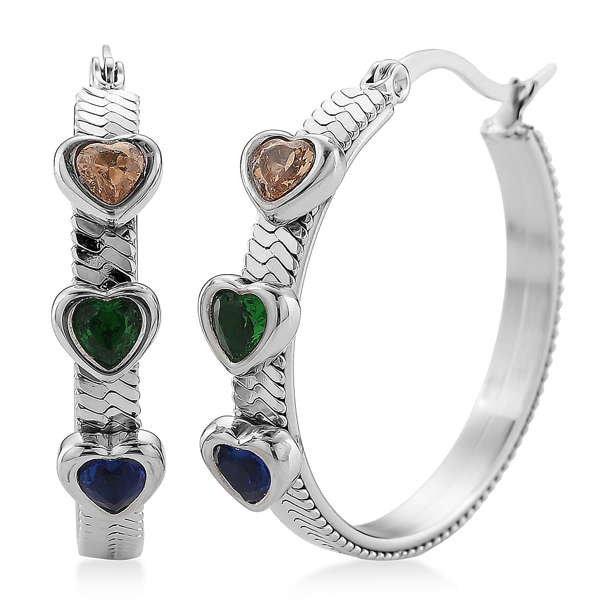 EverTrue Quintessence of Love Multi Color Austrian Crystal Hoop Earrings in Stainless Steel image number 0