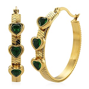 EverTrue Quintessence of Love Green Austrian Crystal Hoop Earrings in ION Plated YG Stainless Steel