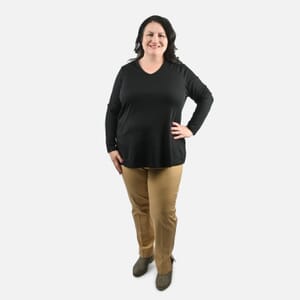 Isaac Mizrahi Black Pima Cotton V-Neck Tunic - 1X