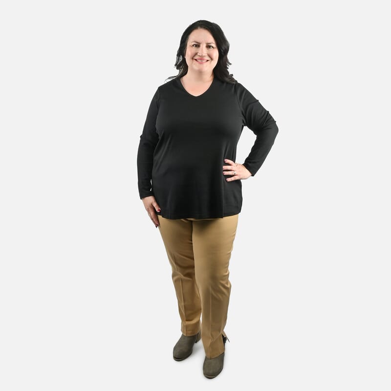 Isaac Mizrahi Black Pima Cotton V-Neck Tunic - 1X