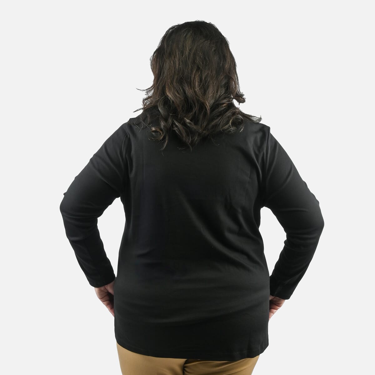 Isaac Mizrahi Black Pima Cotton V-Neck Tunic - 1X image number 1