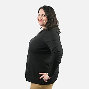 Isaac Mizrahi Black Pima Cotton V-Neck Tunic - 1X