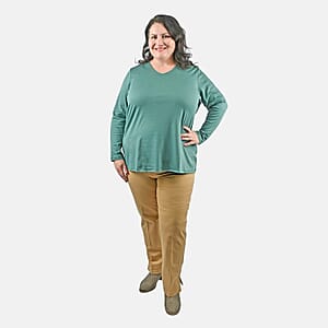 Isaac Mizrahi Cypress Green Pima Cotton V-Neck Tunic - 2X