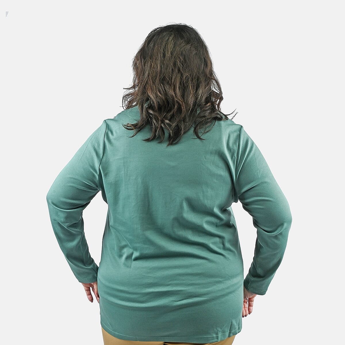 Isaac Mizrahi Cypress Green Pima Cotton V-Neck Tunic - 2X image number 1