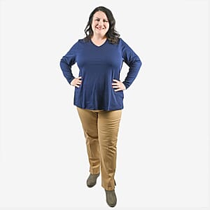 Isaac Mizrahi Dark Navy Pima Cotton V-Neck Tunic - 1X