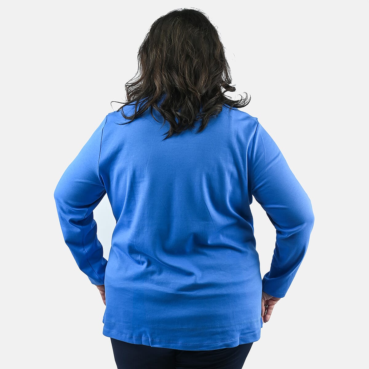 Isaac Mizrahi French Blue Pima Cotton V-Neck Tunic - 1X image number 1