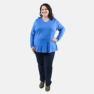 Isaac Mizrahi French Blue Pima Cotton V-Neck Tunic - 3X