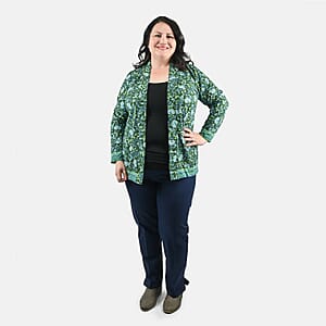 Isaac Mizrahi Green Multi Printed Knit Cardigan - 5X