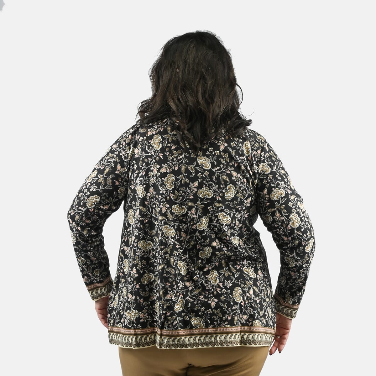 Isaac Mizrahi Neutral Multi Printed Knit Cardigan - 1X image number 1