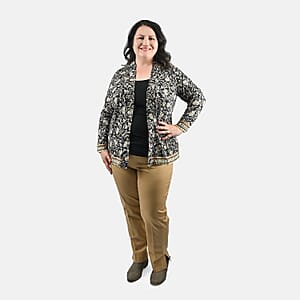 Isaac Mizrahi Neutral Multi Printed Knit Cardigan - 3X