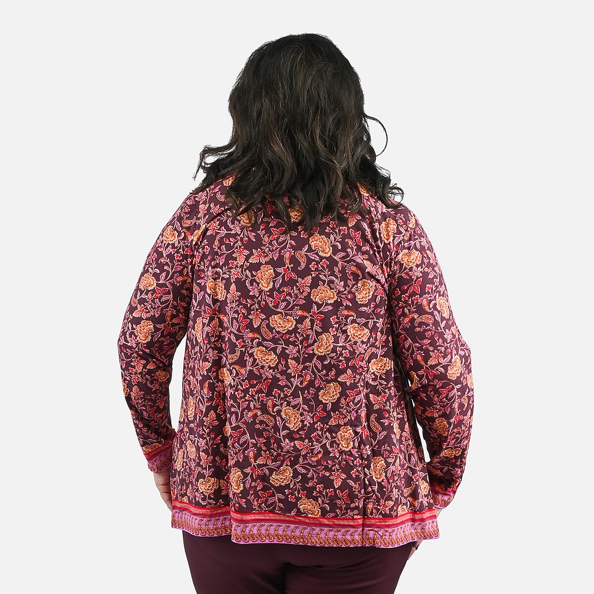 Isaac Mizrahi Red Multi Printed Knit Cardigan - 1X image number 1