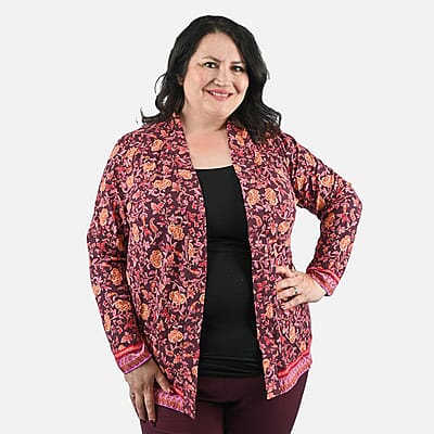 Isaac Mizrahi Red Multi Printed Knit Cardigan - 1X