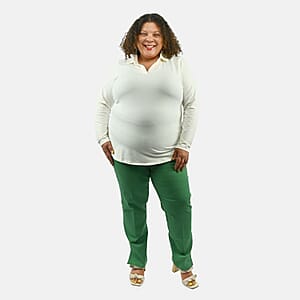 Isaac Mizrahi Ivory Split-Neck Collared Top - 2X
