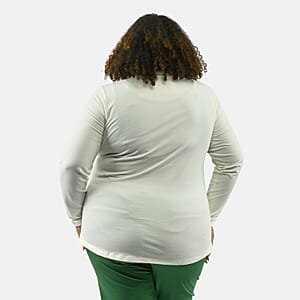 Isaac Mizrahi Ivory Split-Neck Collared Top - 2X