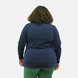 Isaac Mizrahi Navy Split-Neck Collared Top - 2X