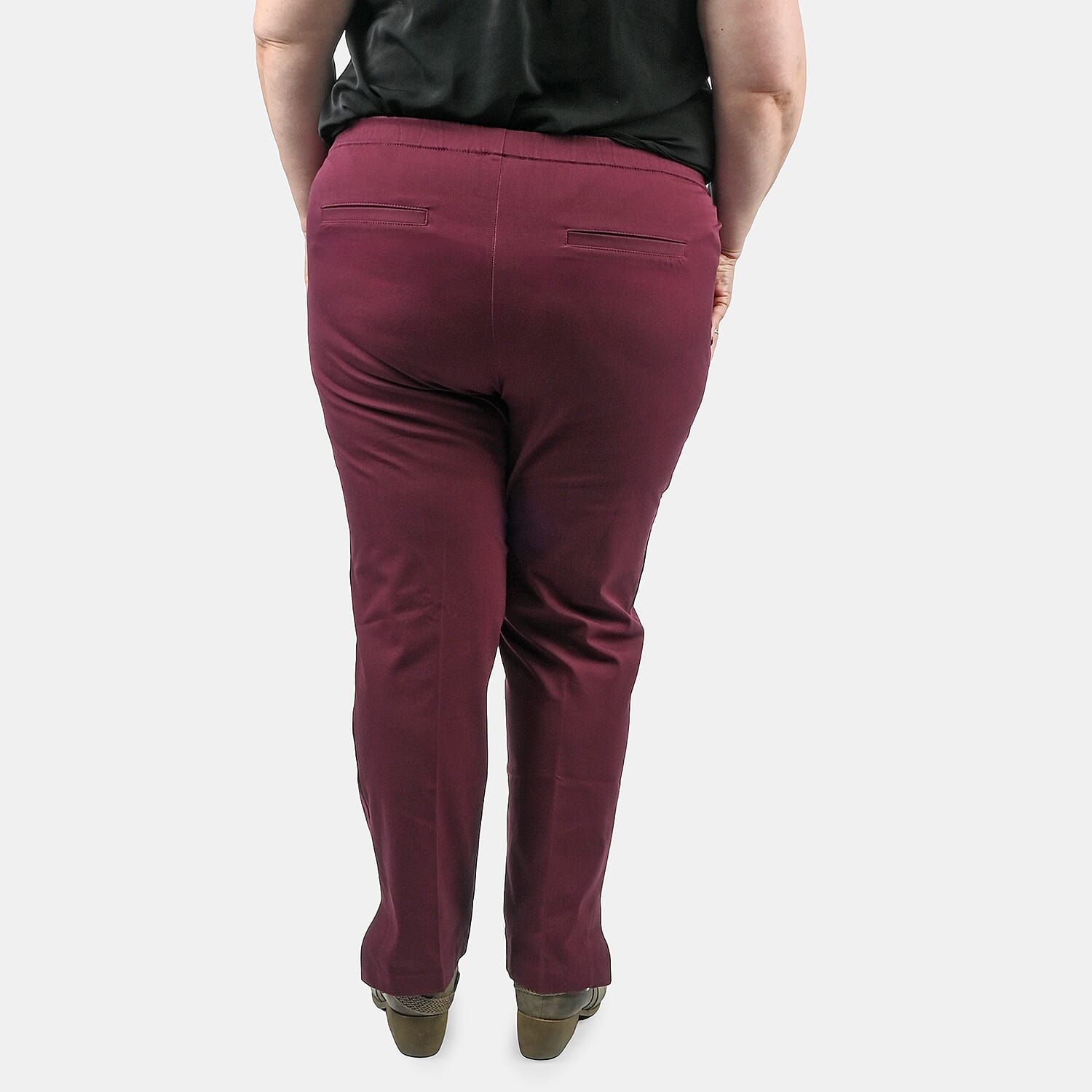 Isaac Mizrahi Dark Cherry Regular 24/7 Stretch Full Length Pant - Size 18