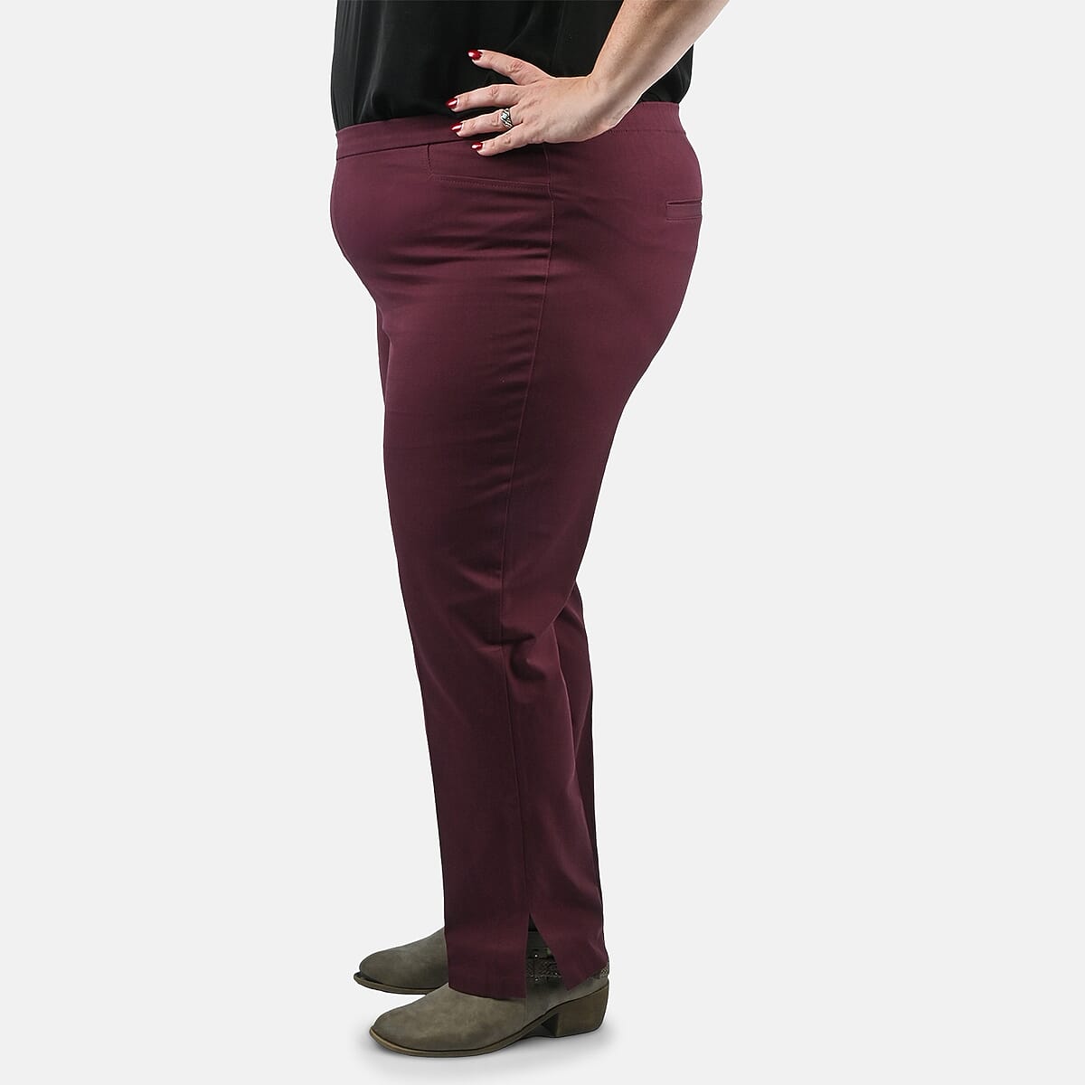 Isaac Mizrahi Dark Cherry Regular 24/7 Stretch Full Length Pant - Size 24 image number 2