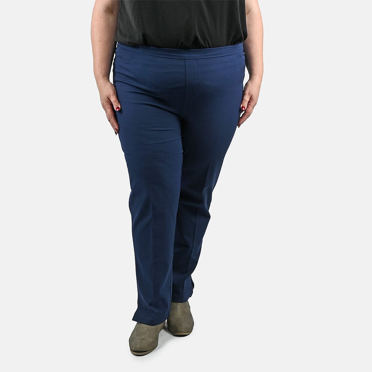 Isaac Mizrahi Dark Navy Regular 24/7 Stretch Full Length Pant - Size 18 image number 3