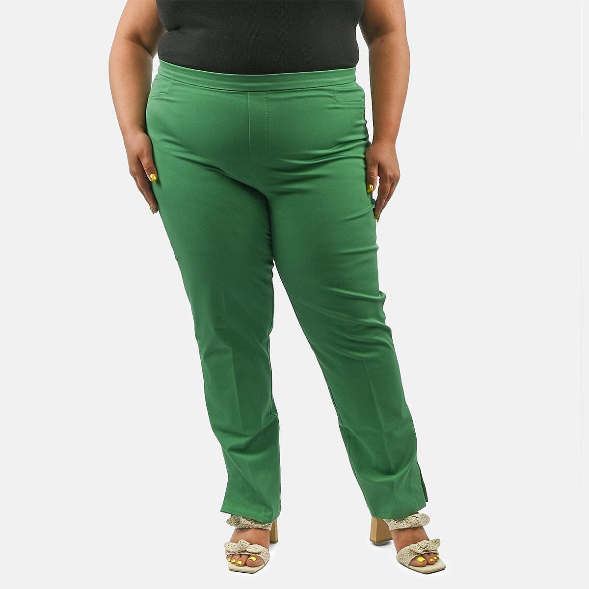 Isaac Mizrahi Myrtle Green Regular 24/7 Stretch Full Length Pant - Size 24 image number 3