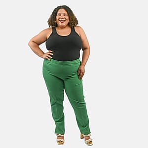 Isaac Mizrahi Myrtle Green Regular 24/7 Stretch Full Length Pant - Size 30