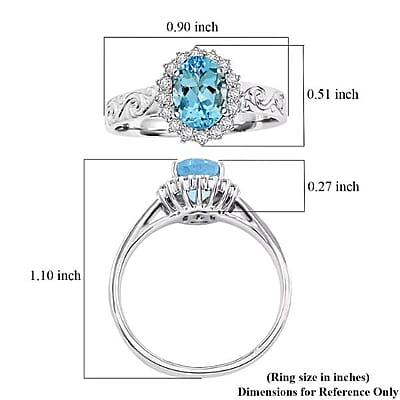 Certified & Appraised Luxoro AAA Santamaria Aquamarine and White Diamond I2 1.50 ctw Ring in 14K White Gold (Size 7.0)