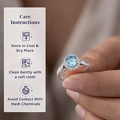 Certified & Appraised Luxoro AAA Santamaria Aquamarine and White Diamond I2 1.50 ctw Ring in 14K White Gold (Size 8.0)