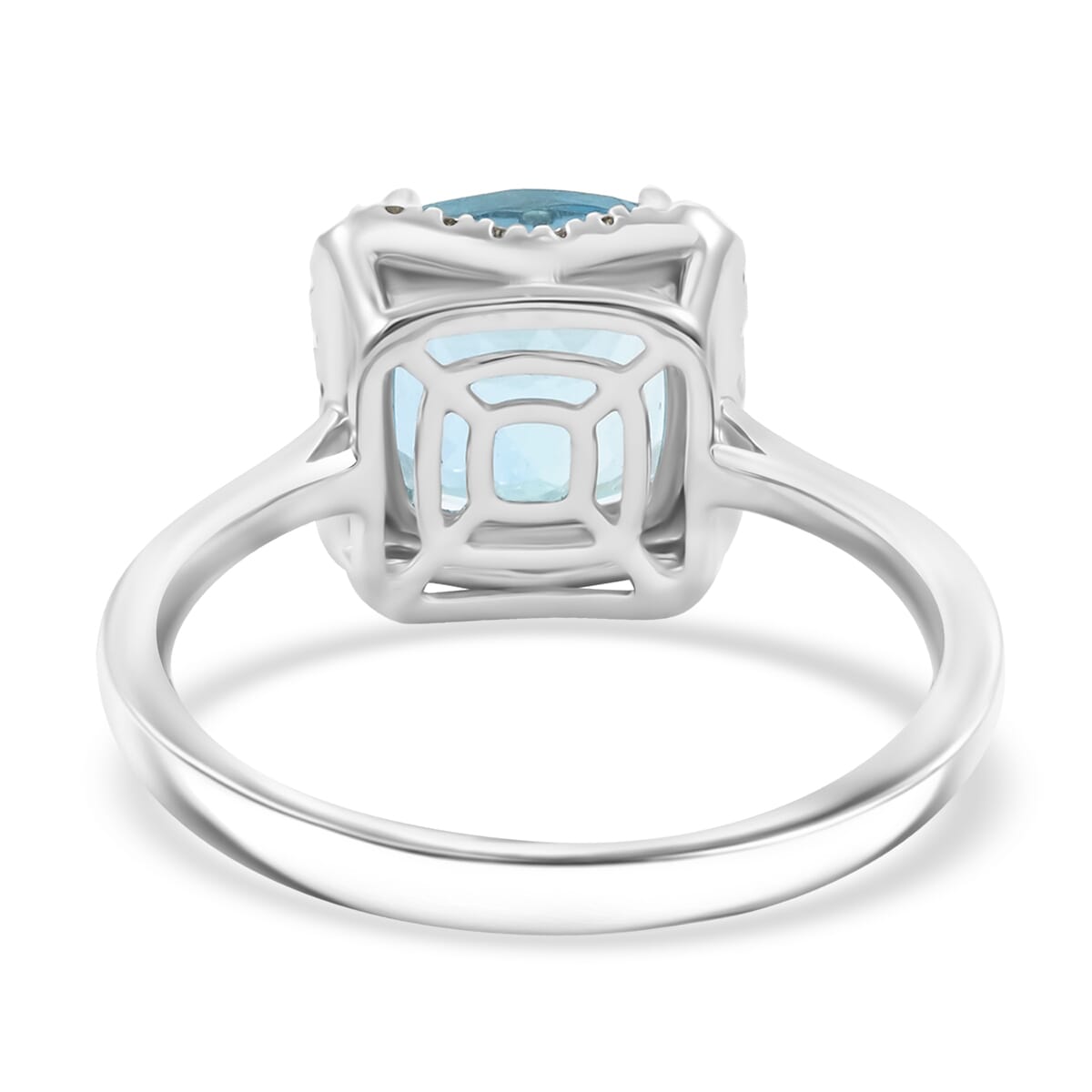 Certified & Appraised Luxoro AAA Santa Maria Aquamarine and G-H I2 Diamond 3.35 ctw Ring in 14K White Gold (Size 10.0) image number 4
