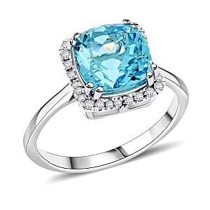 Certified & Appraised Luxoro AAA Santa Maria Aquamarine and G-H I2 Diamond 3.35 ctw Ring in 14K White Gold (Size 10.5)
