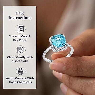 Certified & Appraised Luxoro AAA Santa Maria Aquamarine and G-H I2 Diamond 3.35 ctw Ring in 14K White Gold (Size 8.0)