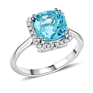 Certified & Appraised Luxoro AAA Santa Maria Aquamarine and G-H I2 Diamond 3.35 ctw Ring in 14K White Gold (Size 9.0)