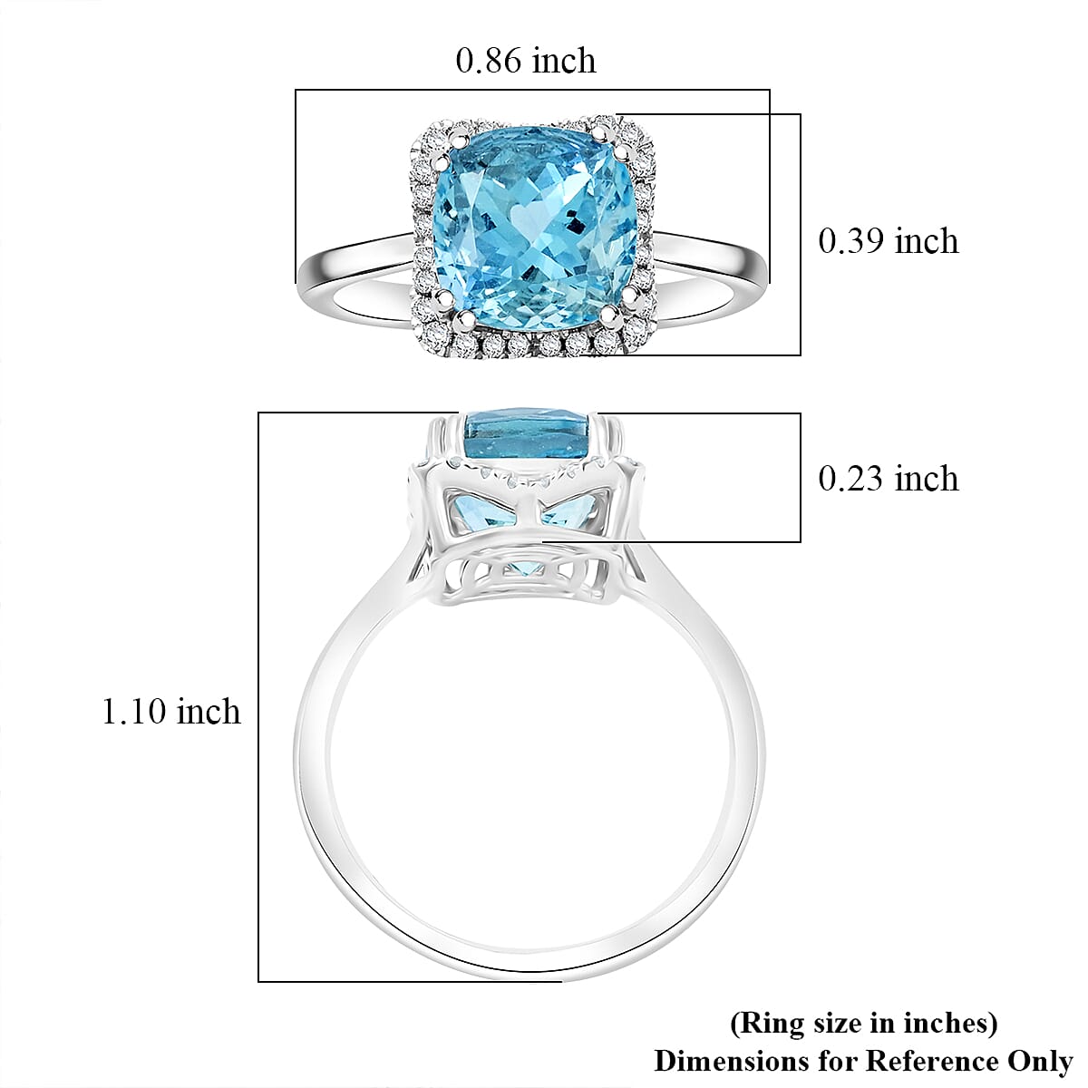 Certified & Appraised Luxoro AAA Santa Maria Aquamarine and G-H I2 Diamond 3.35 ctw Ring in 14K White Gold (Size 9.0) image number 5