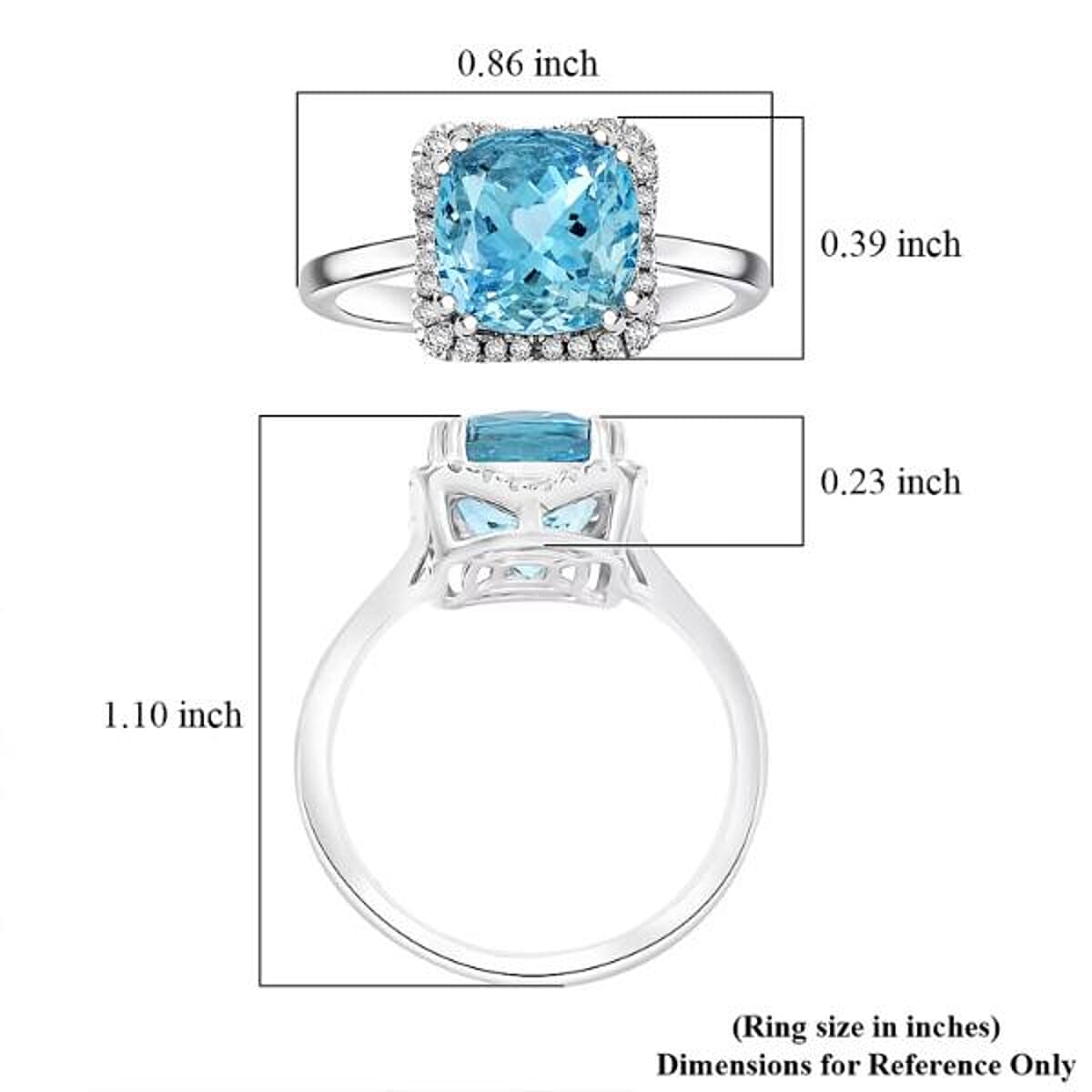 Certified & Appraised Luxoro AAA Santa Maria Aquamarine and G-H I2 Diamond 3.35 ctw Ring in 14K White Gold (Size 9.5) image number 5