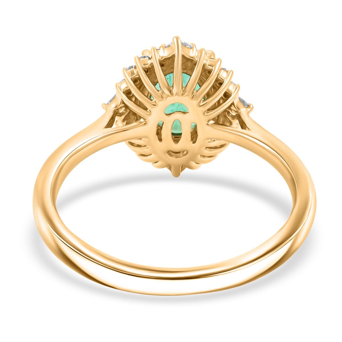 Certified & Appraised Luxoro AAA Kagem Zambian Emerald and G-H I2 Diamond 1.50 ctw Ring in 14K Yellow Gold (Size 10.0)  image number 4