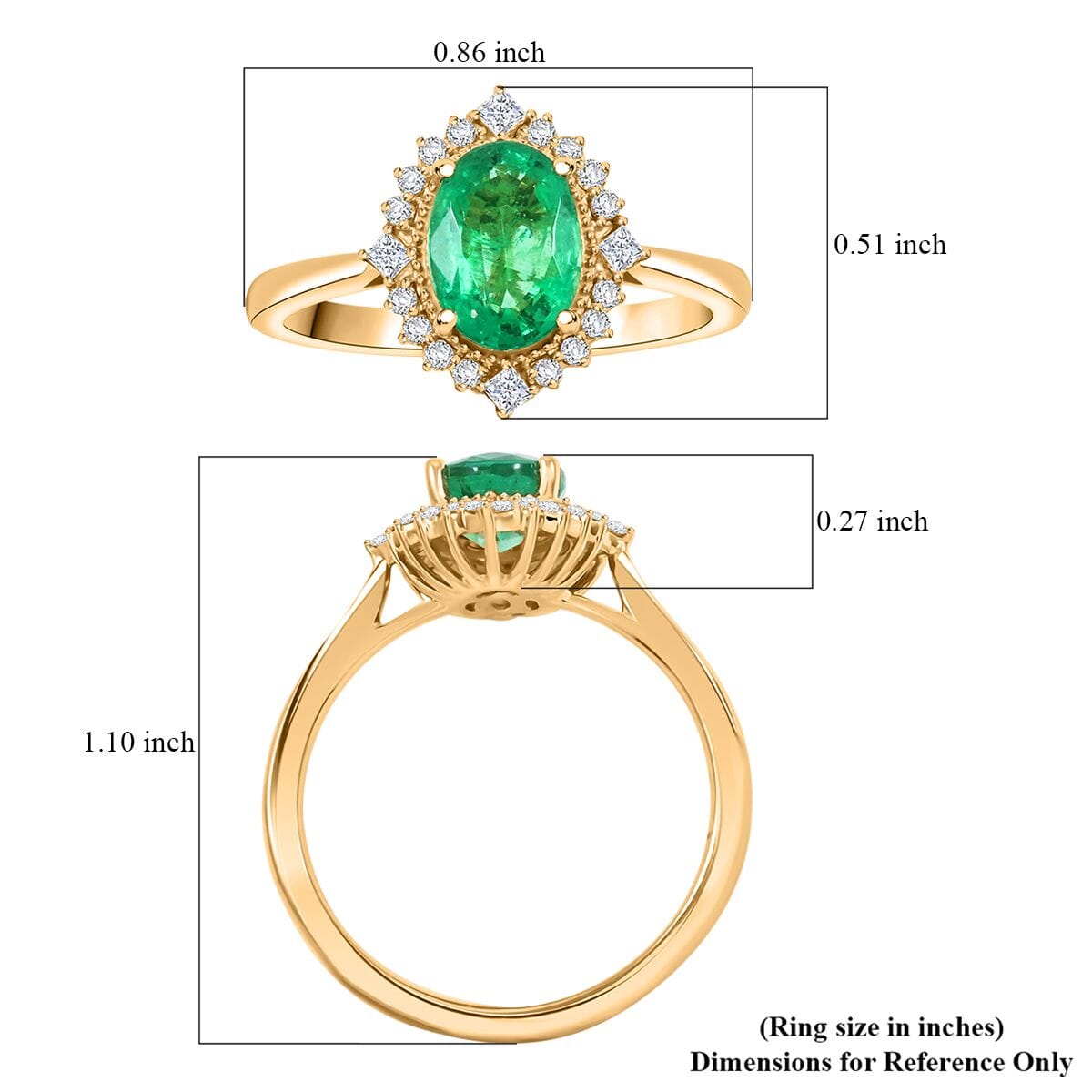 Certified & Appraised Luxoro AAA Kagem Zambian Emerald and G-H I2 Diamond 1.50 ctw Ring in 14K Yellow Gold (Size 10.0)  image number 5