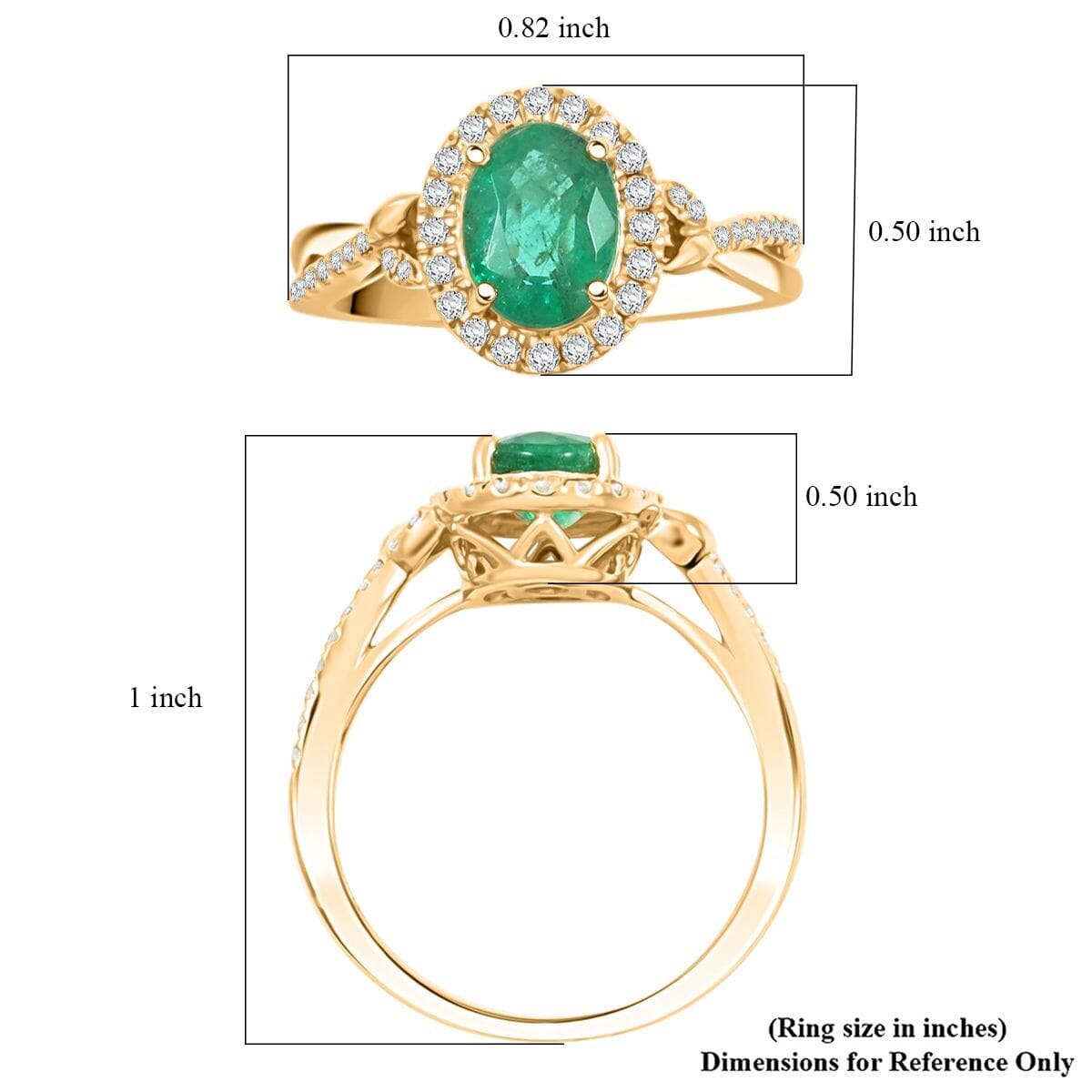 Luxoro AAA Kagem Zambian Emerald and G-H I2 Diamond Ring in 14K Yellow Gold (Size 10.0) 1.50 ctw image number 5
