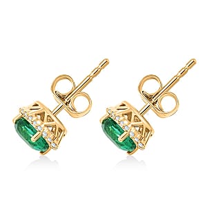 Certified & Appraised Luxoro AAA Kagem Zambian Emerald and G-H I2 Diamond 1.75 ctw Earrings in 14K Yellow Gold (Size 8.0) 