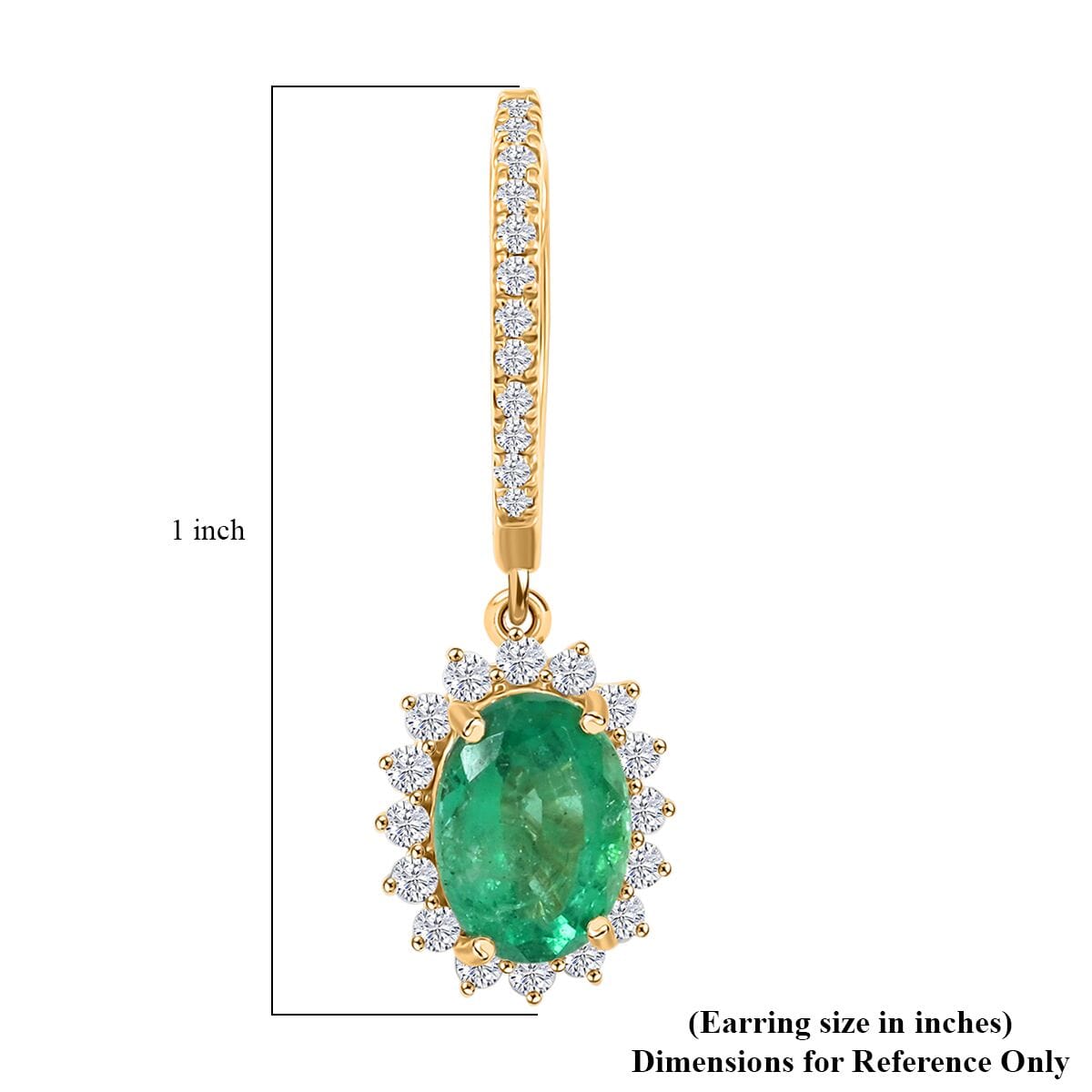 Luxoro AAA Kagem Gemfield Emerald and G-H I2 Diamond 2.00 ctw Earrings in 14K Yellow Gold image number 4