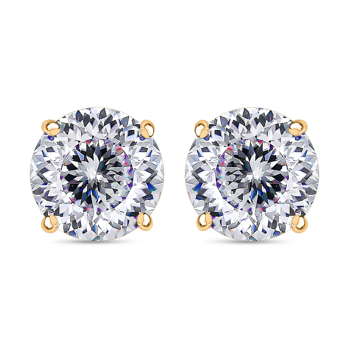 120 Facet Moissanite 2.00 ctw Solitaire Stud Earrings in 10K Yellow Gold (Del. in 10-12 Days) image number 0