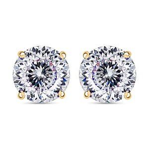 120 Facet Moissanite 2.00 ctw Solitaire Stud Earrings in 10K Yellow Gold (Del. in 10-12 Days)