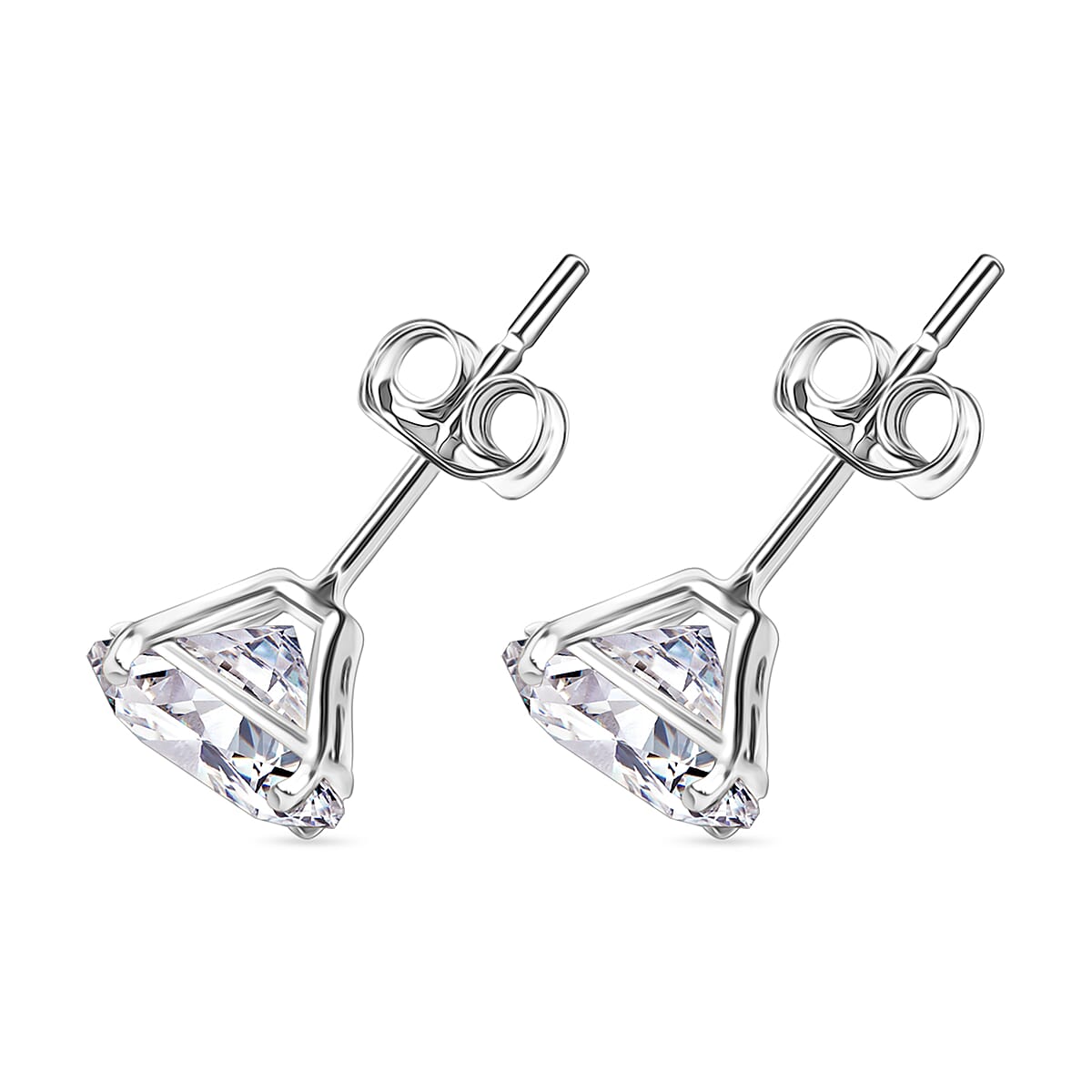 120 Facet Moissanite 1.95 ctw Earrings in 10K White Gold (Del. in 10-12 Days) image number 2