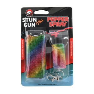 Closeout Rainbow Rhinestone Stun Gun & Pepper Spray (7.25x4.75x1.5) (Ships in 8-10 Business Days)