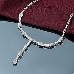D'Joy Diamond 2.50 ctw Art Deco Necklace in Rhodium Over Sterling Silver 18 Inches