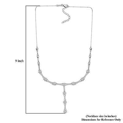 D'Joy Diamond 2.50 ctw Art Deco Necklace in Rhodium Over Sterling Silver 18 Inches