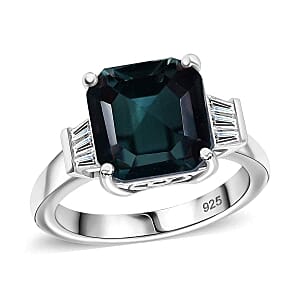 Alexandrite Triplet Quartz and White Topaz 5.05 ctw Ring in Rhodium Over Sterling Silver (Size 11.5)