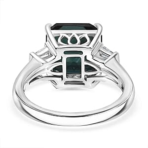 Alexandrite Triplet Quartz and White Topaz 5.05 ctw Ring in Rhodium Over Sterling Silver (Size 11.5)