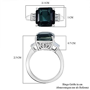 Alexandrite Triplet Quartz and White Topaz 5.05 ctw Ring in Rhodium Over Sterling Silver (Size 11.5)