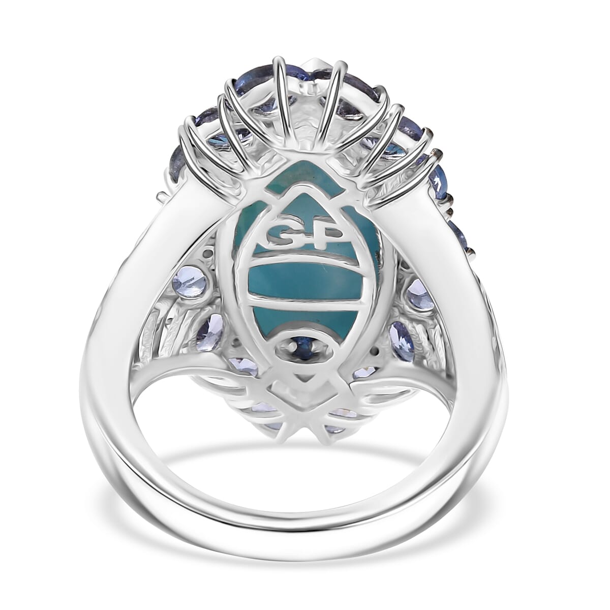 GP Italian Garden Collection Premium Larimar and Multi Gemstone 12.30 ctw Ring in Rhodium Over Sterling Silver (Size 6.0)  image number 4