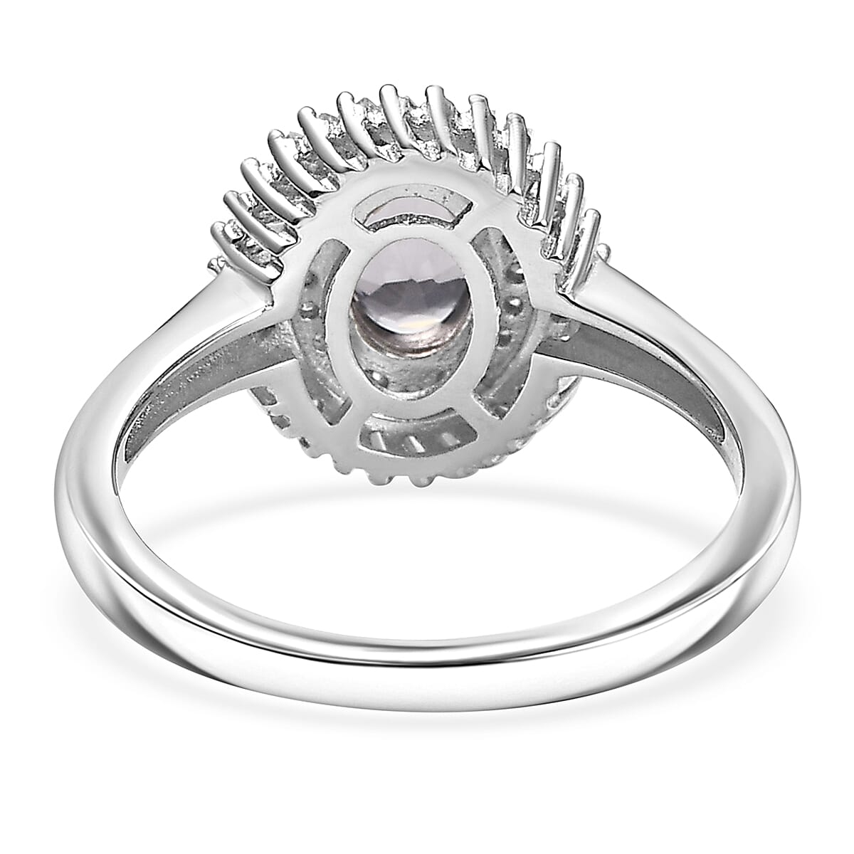 D'Joy Royal Lavender Spinel and Diamond 1.20 ctw Floral Ring in Rhodium Over Sterling Silver (Size 10.0)