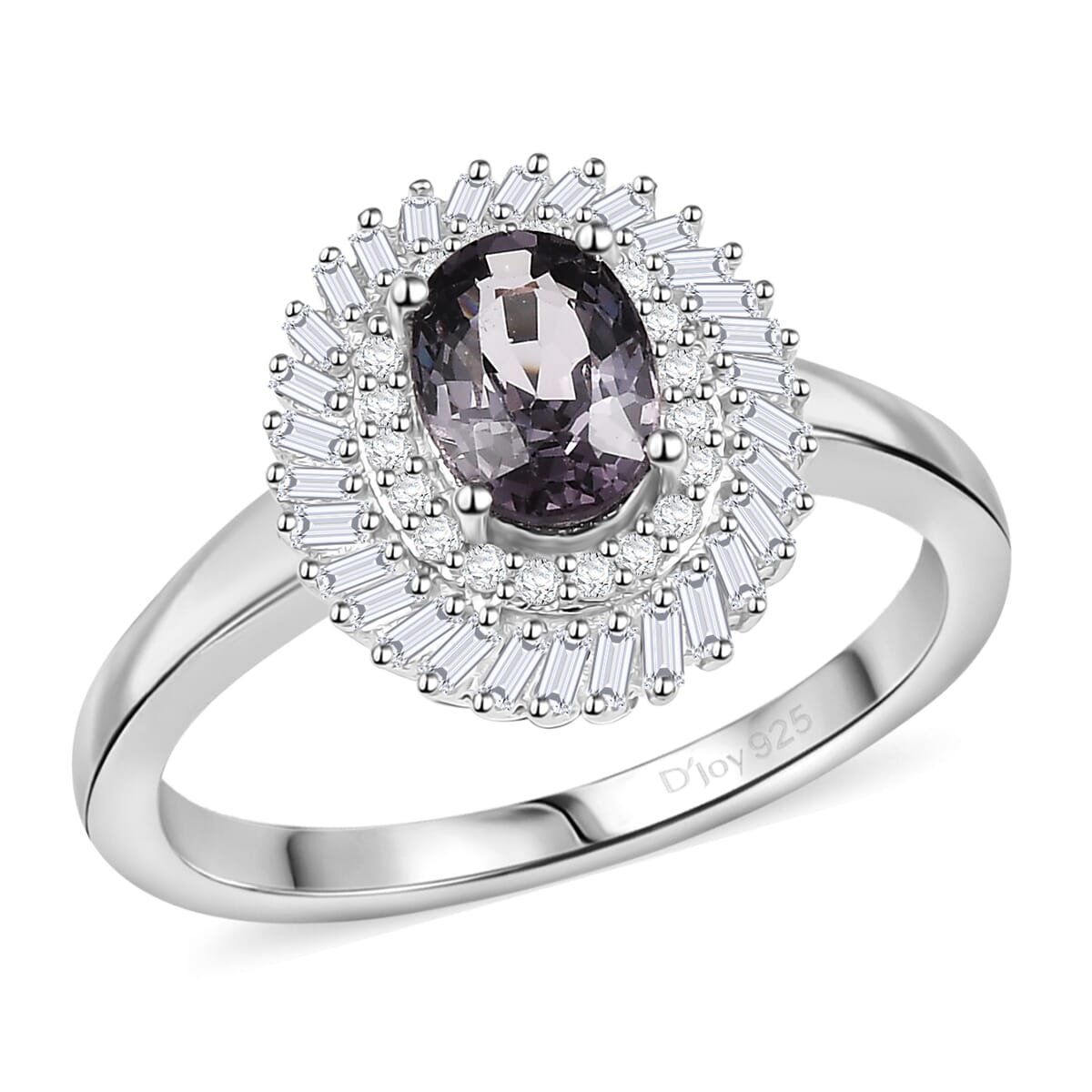 D'Joy Royal Lavender Spinel and Diamond 1.20 ctw Floral Ring in Rhodium Over Sterling Silver (Size 7.0) image number 0
