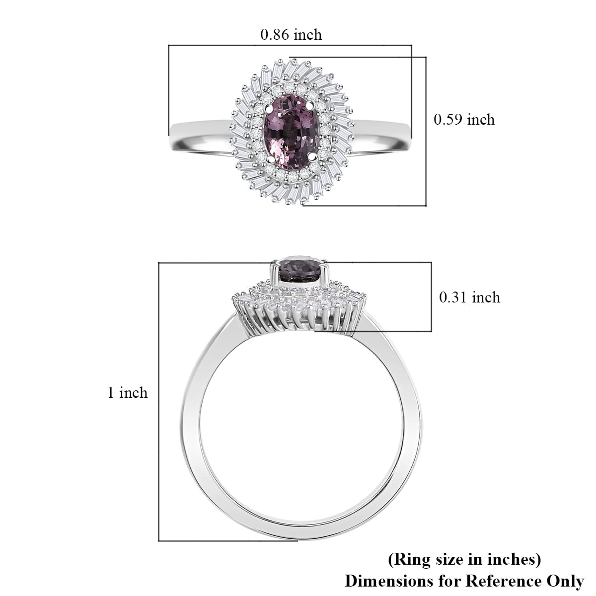 D'Joy Royal Lavender Spinel and Diamond 1.20 ctw Floral Ring in Rhodium Over Sterling Silver (Size 7.0) image number 5
